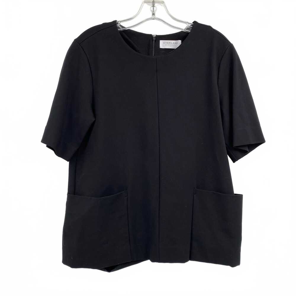 Everlane Black Boxy Short Sleeve Blouse | Womens L